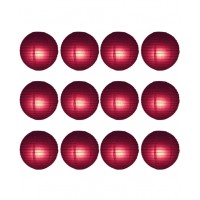 8" Paper Lantern Burgundy Regular Wire Value Pack (12 PCS)